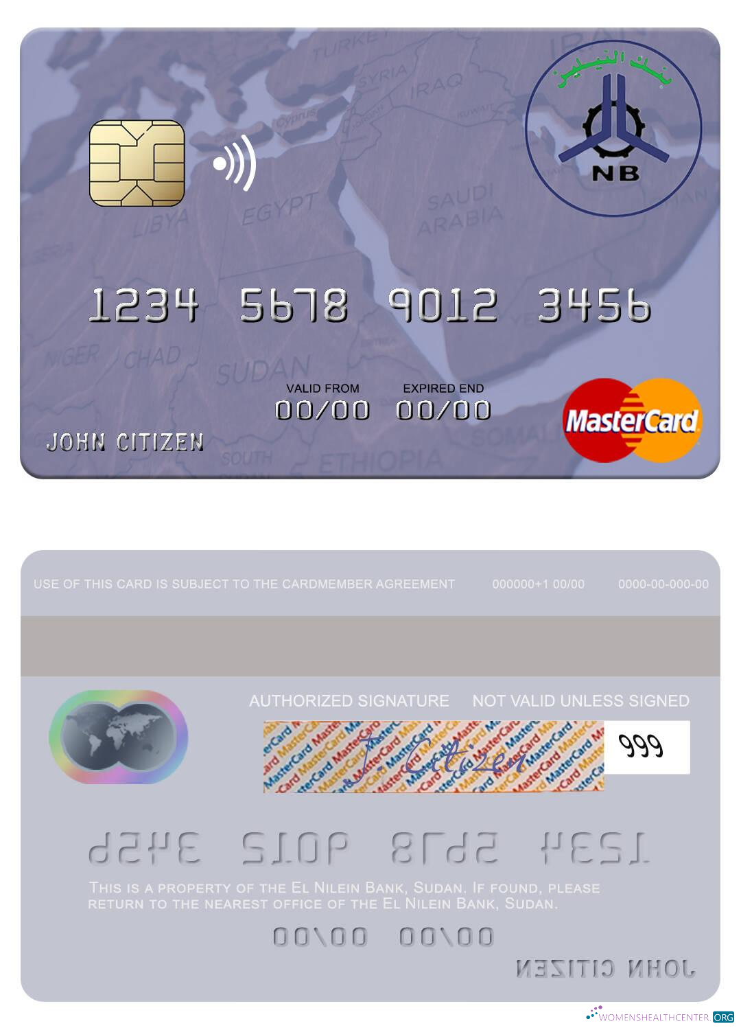 Download Sudan El Nilein Bank mastercard Photoshop template